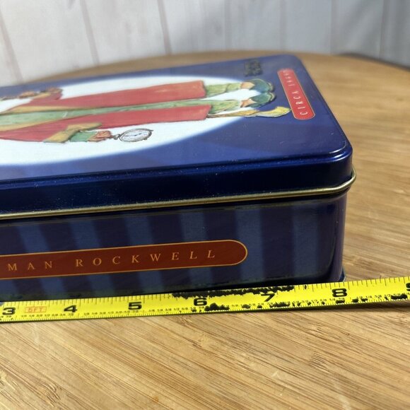 Vintage Snickers Norman Rockwell Canister 2000 Metal Tin Christmas Empty Blue - Picture 5 of 7
